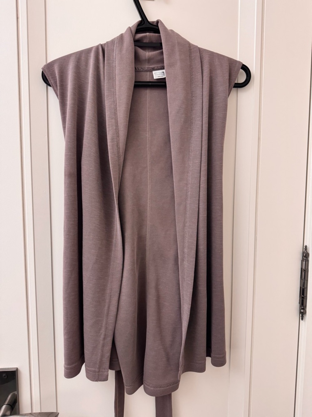 Sleeveless Open Front Long Cardigan - Mauve Taupe